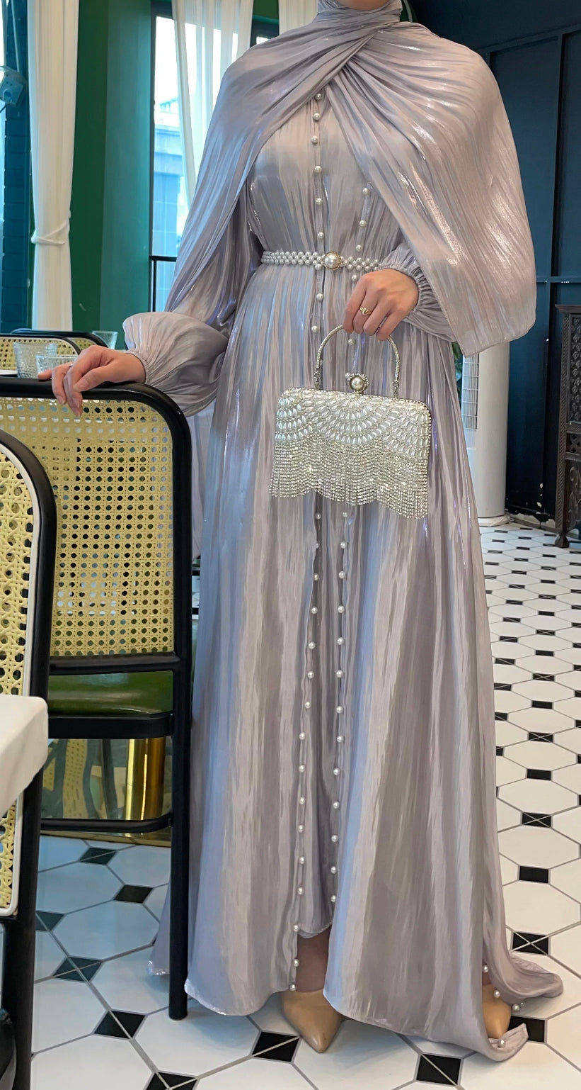 Two Pieces Organza Pear Abaya Set