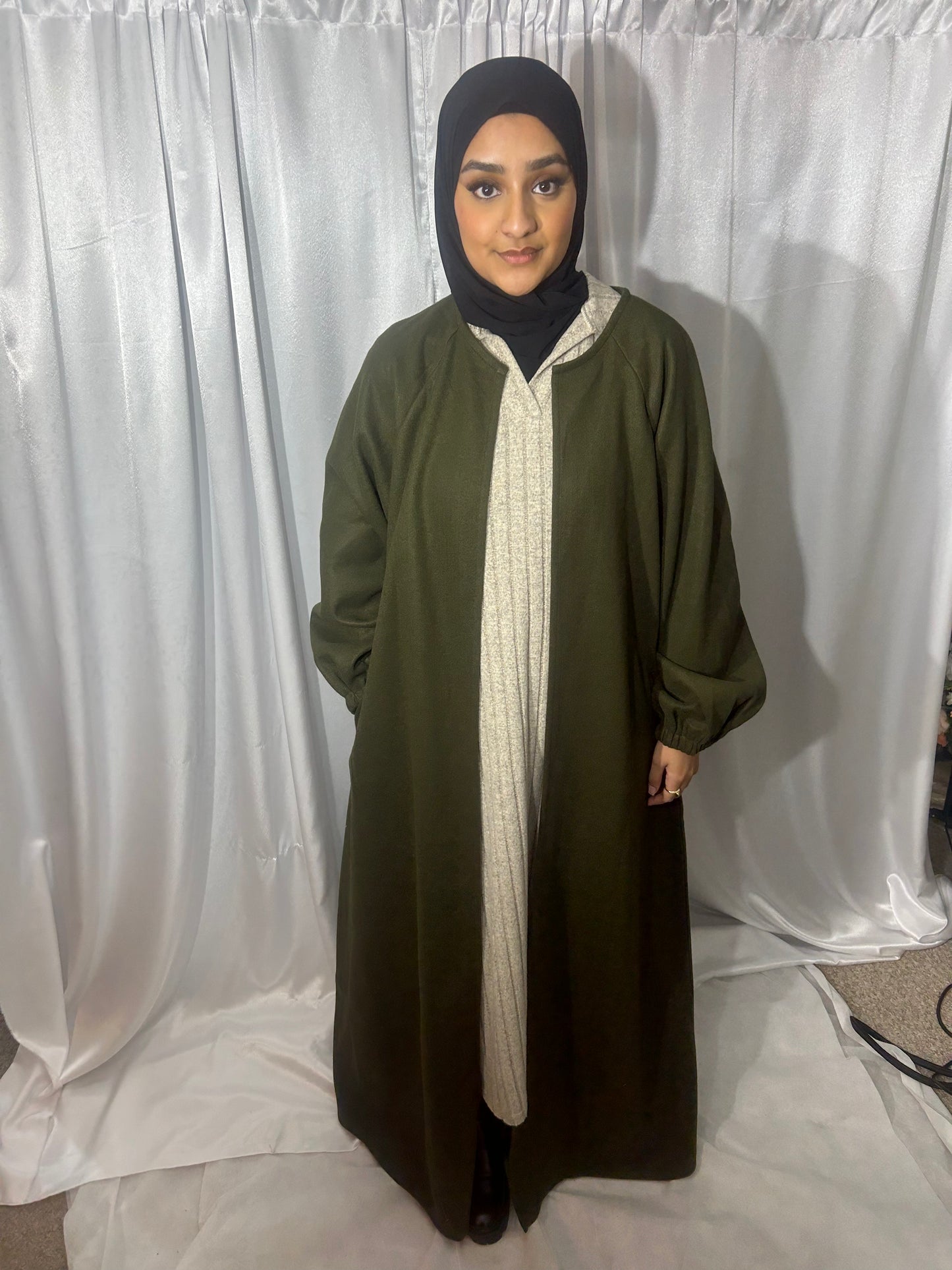 FALISTEEN ABAYA COAT KHAKI GREEN
