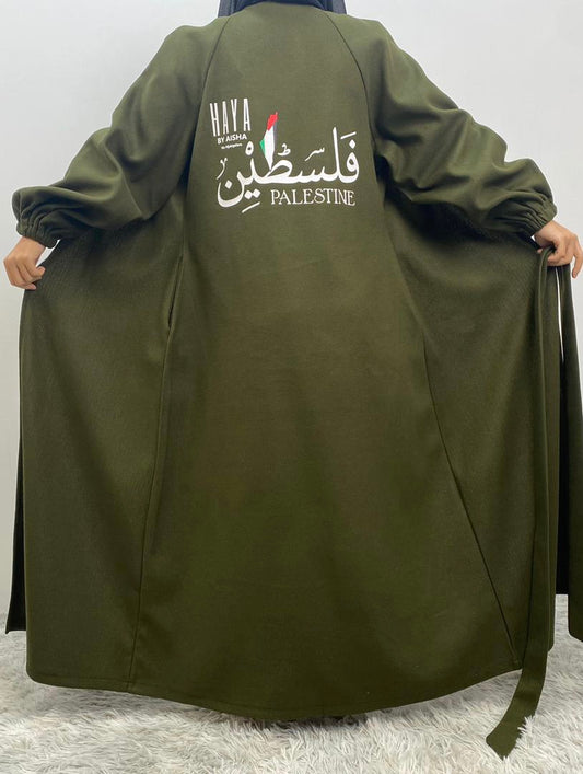 FALISTEEN ABAYA COAT KHAKI GREEN