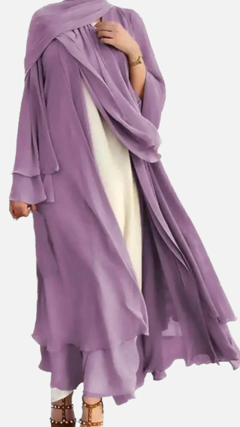 Two Layered Chiffon Open Abaya