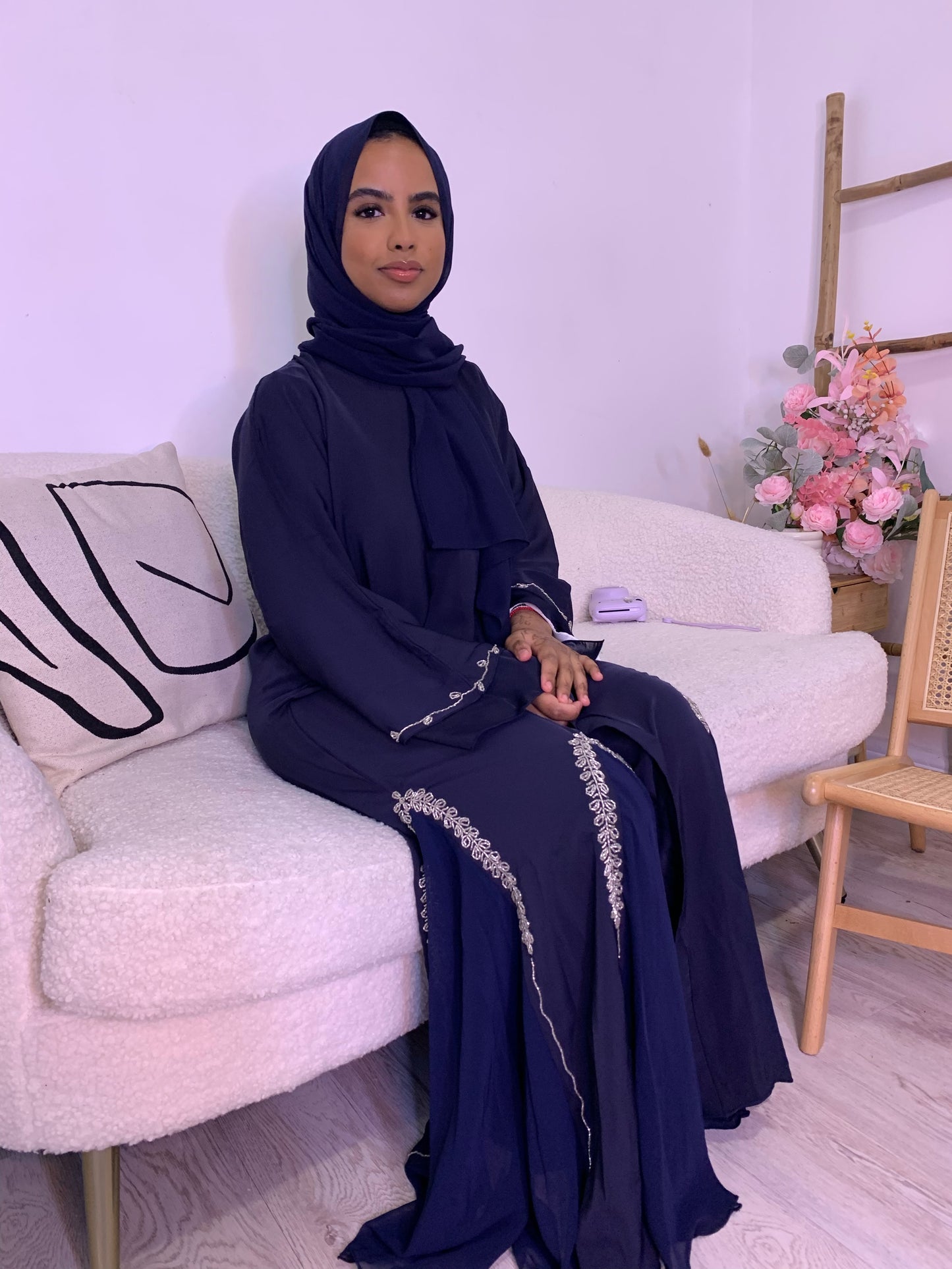 Embellished Nida Open Abaya