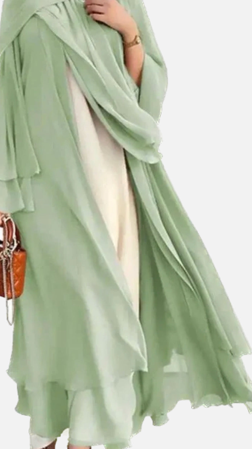 Two Layered Chiffon Open Abaya