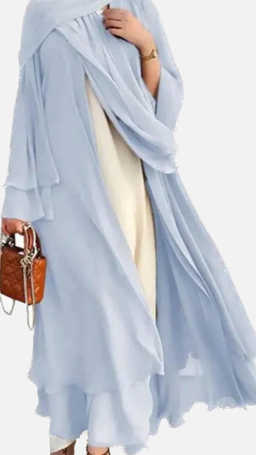 Two Layered Chiffon Open Abaya