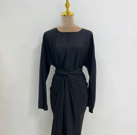 Black wrap Abaya two pieces