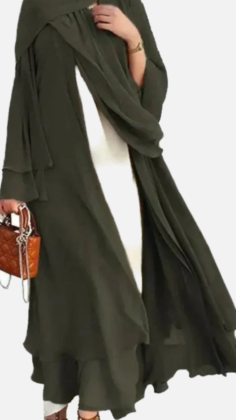 Two Layered Chiffon Open Abaya