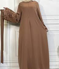 Mocha Lace Closed Abaya maxi dress lace sleeved