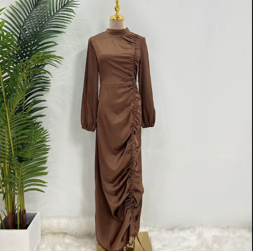 Brown satin ruffle
